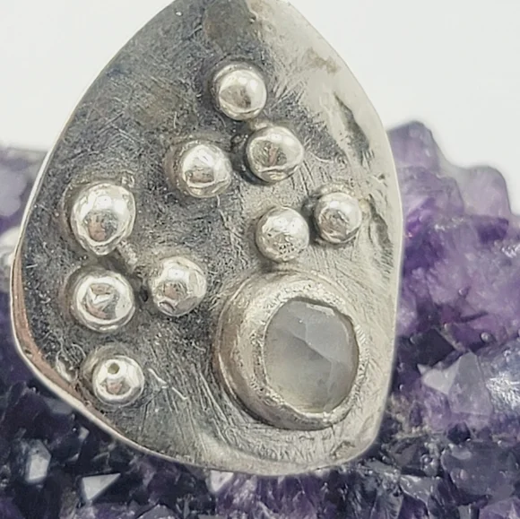 MOONSTONE RING HANDMADE IN STERLING SILVER METAL SIZE 6.5 - Picture 3 of 6